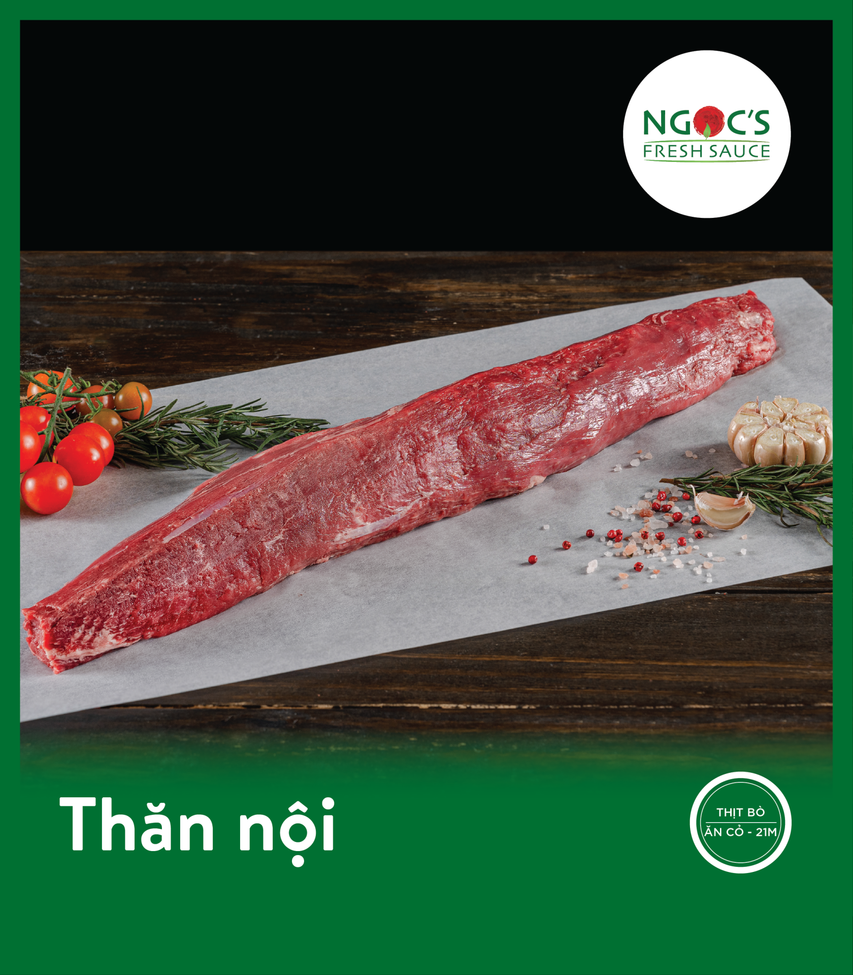 Thăn nội (TENDERLOIN)  100g - VINABEEF PERCI - Bò ăn cỏ 21 tháng